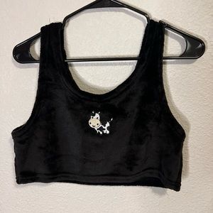 Fuzzy Cow Crop Top
